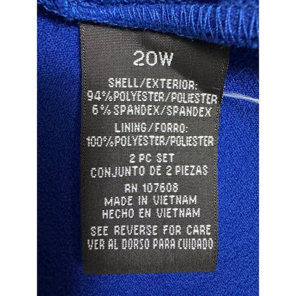 Blue Stretch Knit Short Sleeve Classic Dress with Belt Size 20W 2X New Plus Size - Picture 4 of 5